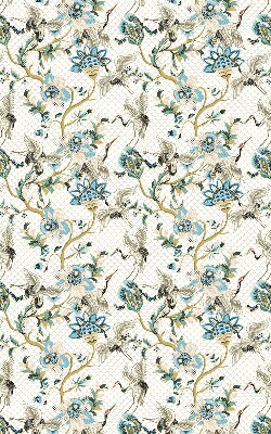Rollo Fenster mit Blumen- und Vogelmotiv