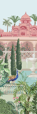 Rollo Fenster mit Schloss und Gartenmotiv