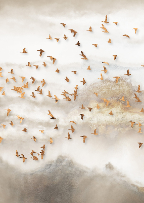 Fensterrollo innen ein Vogelschwarm