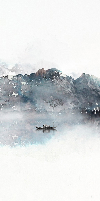 Rollo Fenster in bemalten Bergen