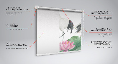 Fensterrollo mit Kranichen in den Lilien