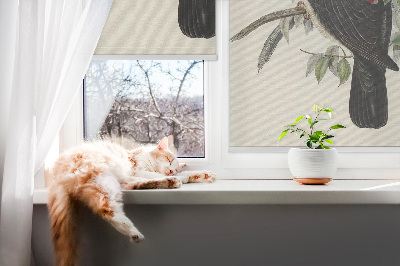 Fensterrollo innen mit dem Motiv Vögel auf einem Ast