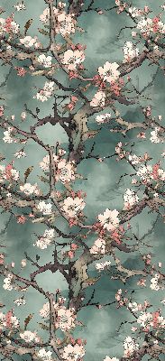 Rollo Fenster mit Blumenmotiv am Baum