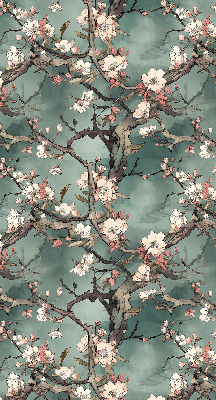 Rollo Fenster mit Blumenmotiv am Baum