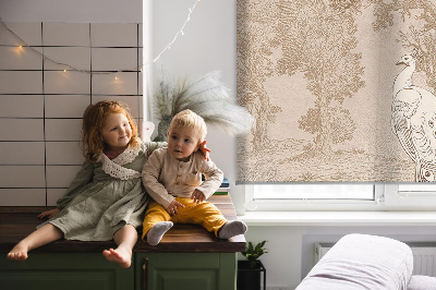 Fensterrollo mit Vintage-Vögeln