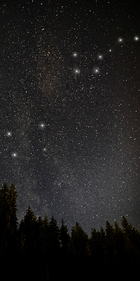 Fensterrollo mit Sternenmuster am Himmel