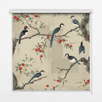 Rollo Fenster mit dem Motiv Vögel auf einem Baum