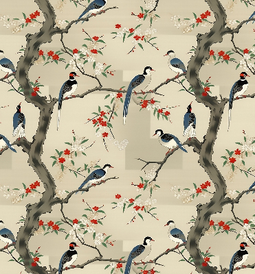 Rollo Fenster mit dem Motiv Vögel auf einem Baum