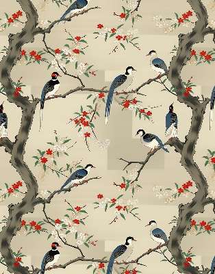 Rollo Fenster mit dem Motiv Vögel auf einem Baum