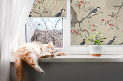 Rollo Fenster mit dem Motiv Vögel auf einem Baum