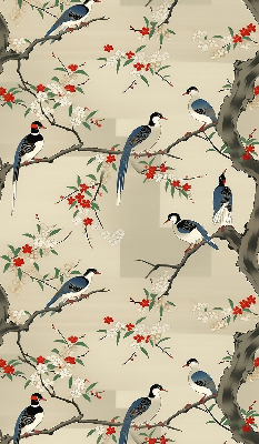 Rollo Fenster mit dem Motiv Vögel auf einem Baum