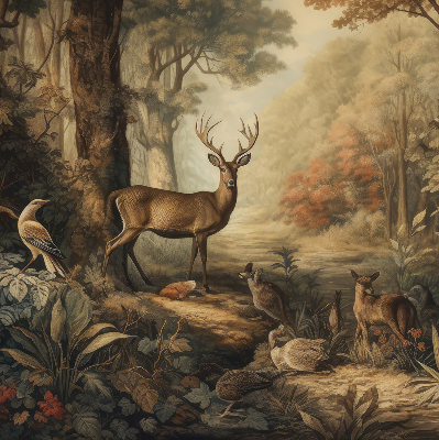 Fensterrollo mit dem Motiv Tiere im Wald