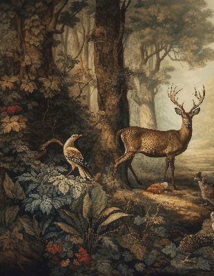 Fensterrollo mit dem Motiv Tiere im Wald