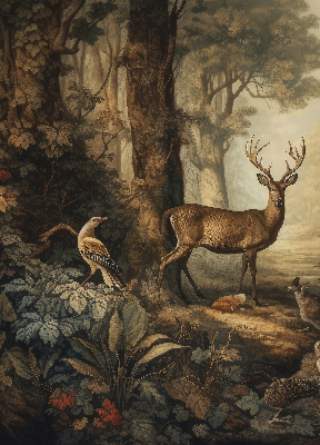 Fensterrollo mit dem Motiv Tiere im Wald