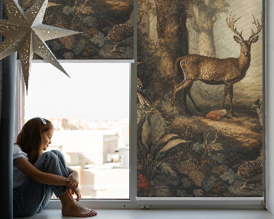 Fensterrollo mit dem Motiv Tiere im Wald