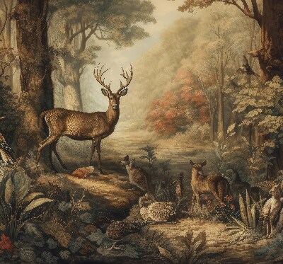Fensterrollo mit dem Motiv Tiere im Wald