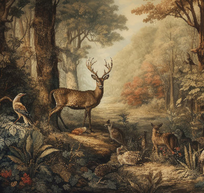Fensterrollo mit dem Motiv Tiere im Wald