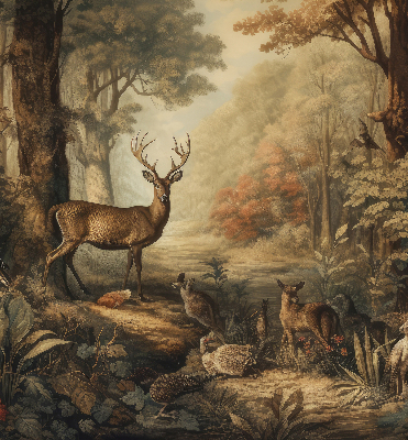 Fensterrollo mit dem Motiv Tiere im Wald