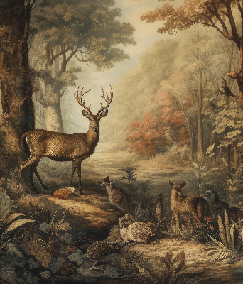 Fensterrollo mit dem Motiv Tiere im Wald