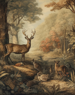 Fensterrollo mit dem Motiv Tiere im Wald