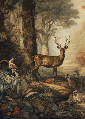 Fensterrollo mit dem Motiv Tiere im Wald