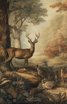 Fensterrollo mit dem Motiv Tiere im Wald