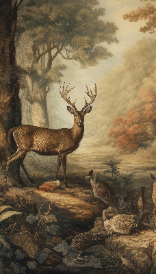 Fensterrollo mit dem Motiv Tiere im Wald