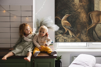 Fensterrollo mit dem Motiv Tiere im Wald
