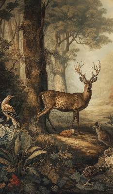 Fensterrollo mit dem Motiv Tiere im Wald