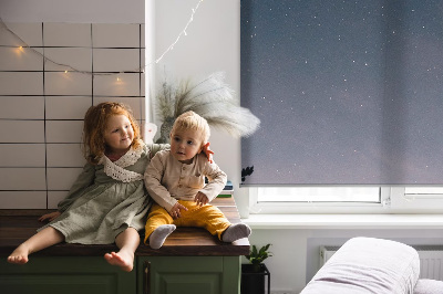 Fensterrollo innen mit Sternenhimmel-Motiv