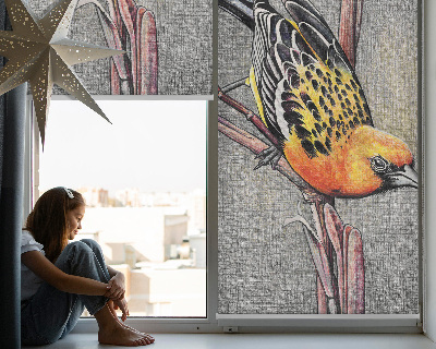 Rollo Fenster mit Motiv eines Vogels auf einem Ast