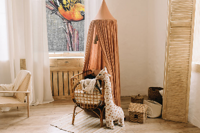 Rollo Fenster mit Motiv eines Vogels auf einem Ast