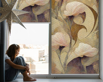 Fensterrollo in Rosa mit Blütenmotiv