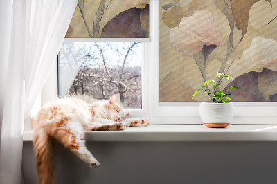 Fensterrollo in Rosa mit Blütenmotiv
