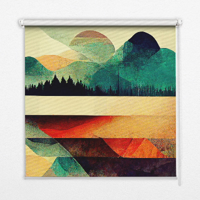 Fensterrollo mit Motiv abstrakte Berge