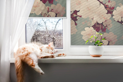 Rollo Fenster in Kirschblüte