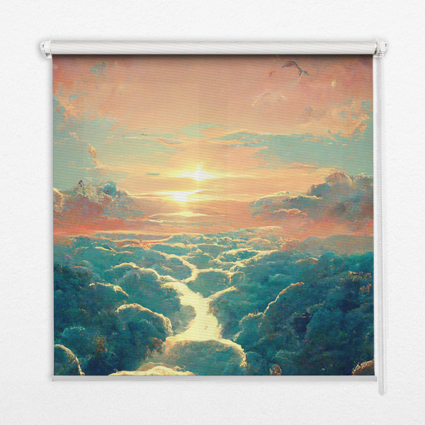 Fensterrollo in Sonnenuntergang