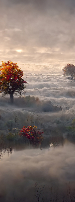 Fensterrollo innen im Design „Bäume im Nebel“