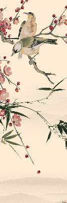 Rollo Fenster mit Kirschblüte und Vogelmotiv