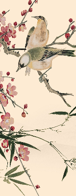 Rollo Fenster mit Kirschblüte und Vogelmotiv