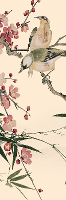 Rollo Fenster mit Kirschblüte und Vogelmotiv