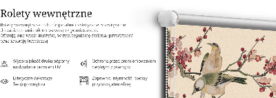 Rollo Fenster mit Kirschblüte und Vogelmotiv