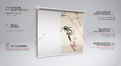 Rollo Fenster mit Kirschblüte und Vogelmotiv