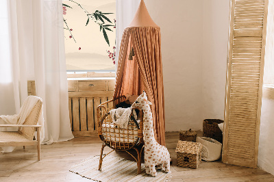 Rollo Fenster mit Kirschblüte und Vogelmotiv