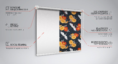 Fensterrollo mit Blumen- und Kranichmotiv