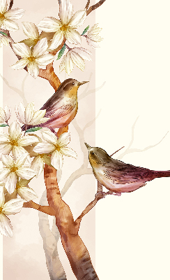 Rollo fenster mit Motiv Vögel auf einem Baum mit Blüten