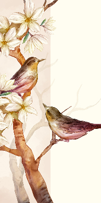 Rollo fenster mit Motiv Vögel auf einem Baum mit Blüten