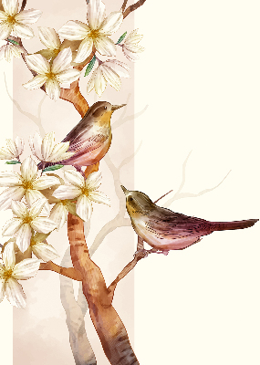 Rollo fenster mit Motiv Vögel auf einem Baum mit Blüten