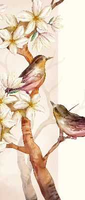 Rollo fenster mit Motiv Vögel auf einem Baum mit Blüten