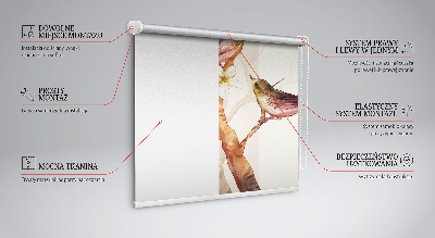 Rollo fenster mit Motiv Vögel auf einem Baum mit Blüten
